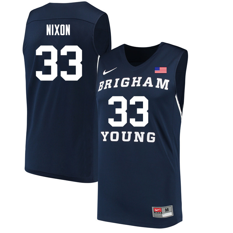 Men #33 Dalton Nixon BYU Cougars College Basketball Jerseys Sale-Navy